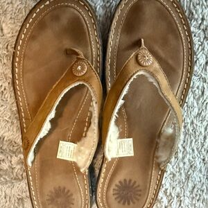 Brown Shearling Lined Women's Sandals